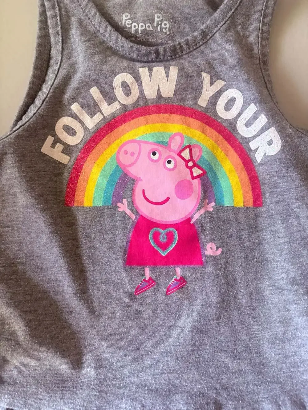 Peppa Pig Girls Gray Rainbow Tank Dress Size 3T